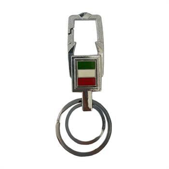 جاکلیدی دو حلقه ای استیل طرح پرچم ایتالیا