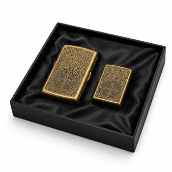 ست فندک و جعه سیگار طرح صلیب