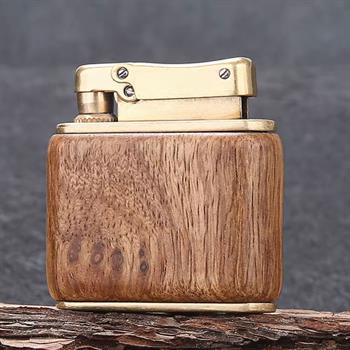 فندک بنزینی پرومیس طرح چوب قهوه ای