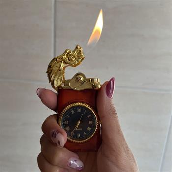فندک ساعت دار طرح شیر طلایی