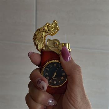 فندک ساعت دار طرح شیر مشکی