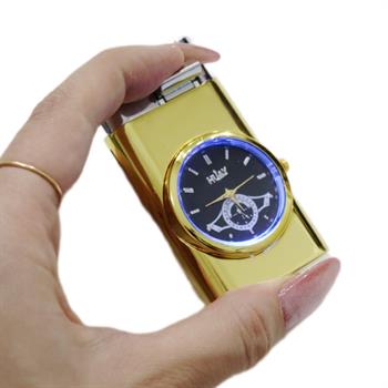 فندک ساعتدار مدل طلایی نقره ای