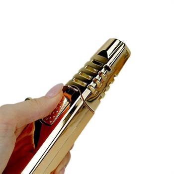 فندک شعله افکن دو رنگ آبی طلایی