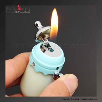 فندک فانتزی مدل شیشه شیر جاکلیدی دار زرد