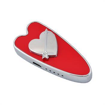 فندک کپکس مدل قلب قرمز نقره ای
