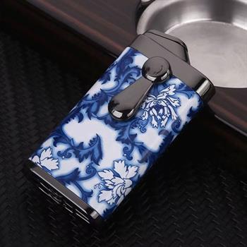 فندک گازی هانست طرح دار آبی سفید