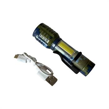 چراغ قوه شارژی مشکی سبز چند منظوره COB 